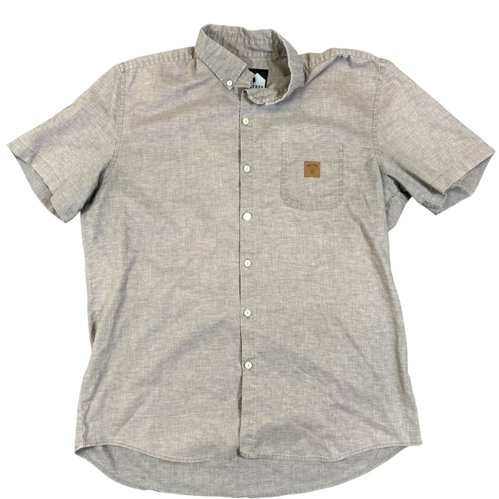 Coalatree Organics Mens XL Gray Short Sleeve Button Down Organic Cotton Shirt